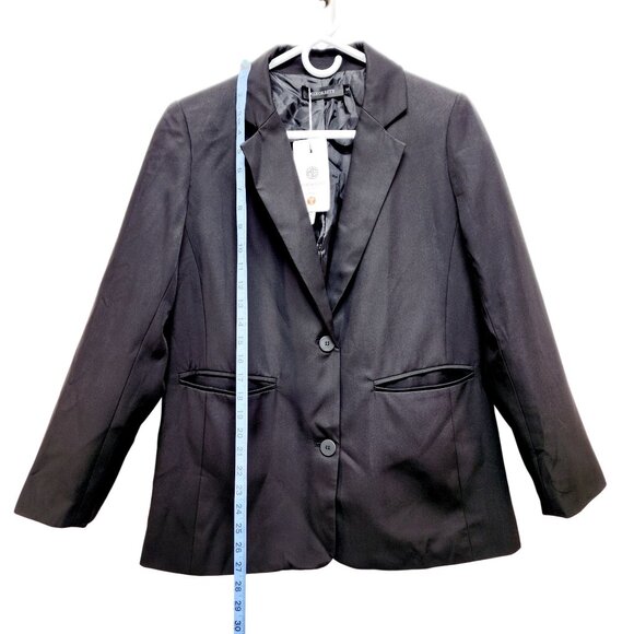 Merokeety Black Tailored Blazer Jacket   Womens Size S 2 Button Closure - Picture 3 of 13